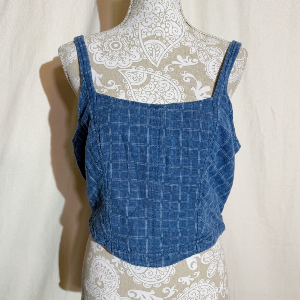Anthropologie // nwt Piclro blue plaid corset top size large MAR1